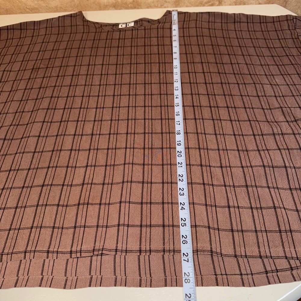 Carol Turner Collection CTC Dolman Top Oversized Boxy Brown/Black Plaid Size XL - Picture 9 of 11